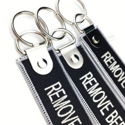 customized tag flights ribbon car woven key tag for wholesale