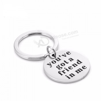 fashion key chain custom logo free engraved stainless inspirational quotes steel round dog tag