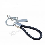 fabriek groothandel touw slanke lanyard sleutelhanger geweven gevlochten lederen sleutelhanger met kleine tag