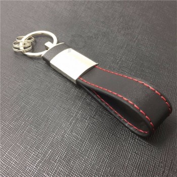 Factory Sale 3D Custom Car Logo Leather Keyring With Metal Tag