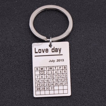 Kalender vorhanden Liebe Tag angepasst Datum Denkmal Tag Auto Keytag Persönlichkeit Schlüsselbund Hochzeit Tag Speicher gestempelt Taschenanhänger