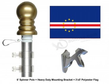 Флаг и флагшток Кабо-Верде Набор, выбор из более чем 100 мировых и международных флагов и флагштоков 3'x5 '