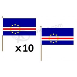 Cape Verde Fahne 12 '' x 18 '' Holzstab - Cape Verdean Fahnen 30 x 45 cm - Fahne 12x18 in mit Stange