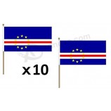 bandera de cabo verde palo de madera de 12 '' x 18 '' - banderas de cabo verdean 30 x 45 cm - pancarta de 12x18 pulgadas con asta