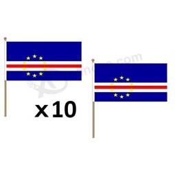 Cape Verde Flag 12'' x 18'' Wood Stick - Cape Verdean Flags 30 x 45 cm - Banner 12x18 in with Pole