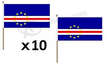 Cape Verde Flag 12'' x 18'' Wood Stick - Cape Verdean Flags 30 x 45 cm - Banner 12x18 in with Pole