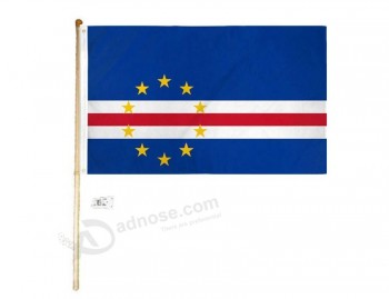 wholesale superstore 3x5 3'x5' cape verde polyester flag with 5' (foot) flag pole Kit with wall mount bracket & screws