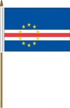 Cape Verde Small 4 X 6 Inch Mini Country Stick Flag Banner with 10 Inch Plastic Pole