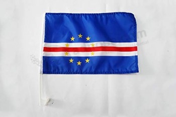 Kaapverdische autovlag 18 '' x 12 '' - Kaapverdische autovlaggen 30 x 45 cm - banner 18x12 inch plastic stick
