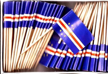 Cape Verde Mini Country Toothpick Flags, 100 Small International Mini Flag Cupcake Toothpicks or Cocktail Sticks & Picks