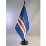 Kaapverdische tafelvlag 5 '' x 8 '' - Kaapverdische tafelvlag 21 x 14 cm - zwarte plastic stok en voet