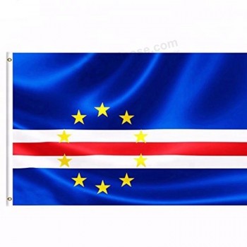 donkerblauwe 210d nylon geborduurde pro-design online vlag van Kaapverdië