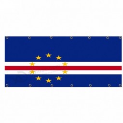 Hot vender publicidade cabo verde malha bandeira para exposição