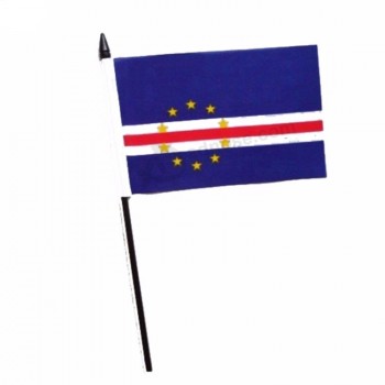 atacado personalizado mini cabo verde país natonal mão bandeira de ondulação