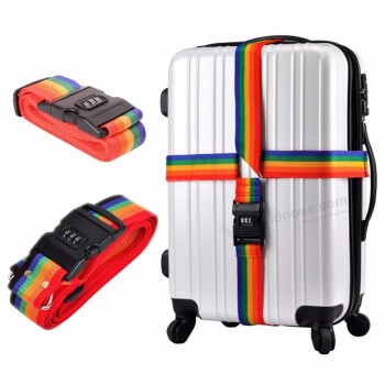 トラベルラゲージストラップ、3ダイヤル認証済みロック調整可能なスーツケースベルトパッキング旅行タグ