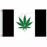 Bandiera nera personalizzata 3 * 5ft canada foglia di marijuana bandiera