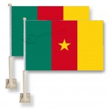 vlaggenkoning Kameroen Vlag autoraam 11x16inch (28x40cm) 100% polyester, sterke witte vlaggenmast