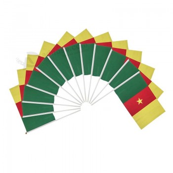 Cameroon Polyester Country Flags Desk Outside Waving Parade Cameroonian (12-Pack Hand Flag)