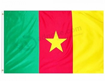 Kameroen vlag 3x5 ft geprint polyester Vliegen Kameroenese nationale vlag banner met messing doorvoertules