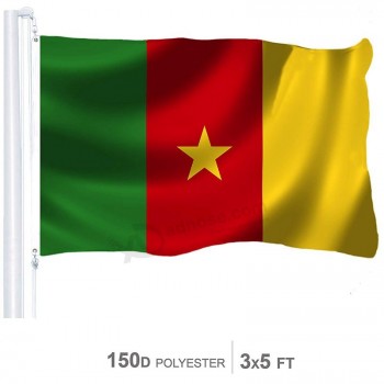 bandeira de camarões (camaronês) | Pés de 3x5 | 150d impresso - interno / externo, cores vibrantes, ilhós de latão, poliéster de qualidade