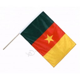 ondeando la bandera de camerún, verde rojo amarillo bandera de mano