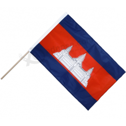 デンマーク国民手旗カンボジア国スティックフラグ