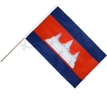ポリエステルカンボジア国手旗を振って卸売