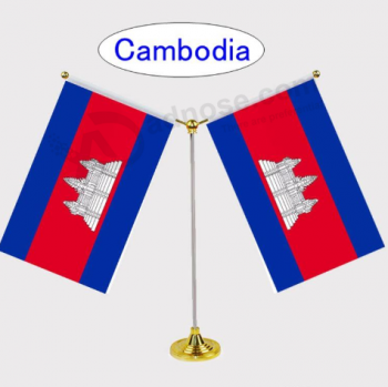 カンボジアテーブルフラグ/ベース付きカンボジアデスクフラグ