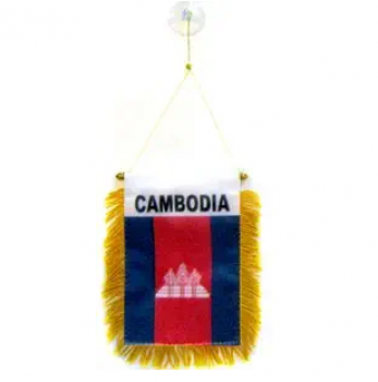 automobile di alta qualità che appende lo stendardo della bandiera della nappa della Cambogia