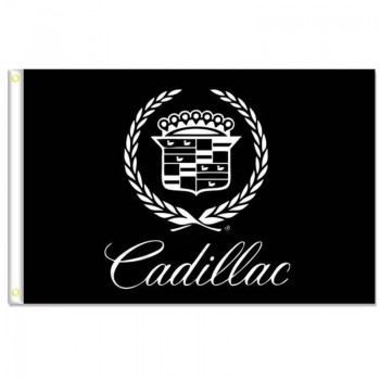 Cadillac banderas negras banner 3x5ft 100% poliéster, cabeza de lona con arandela de metal