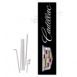 cobb promo cadillac (black) rectangle boomer flag with complete 15ft pole kit and ground spike