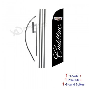 Cadillac Kit de bandeira de swooper de bandeira de penas de 15 pés - inclui KIT de pólo de 15 pés com espigão de terra