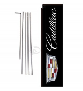 Cadillac Concesionario de automóviles (negro) publicidad rectángulo bandera de plumas bandera con kit de poste y espiga de tierra