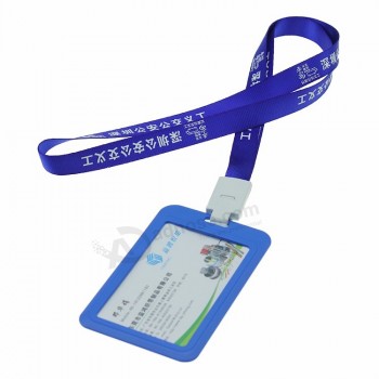 2019 custom logo design printing Key chain lanyard badge holder with plastic buckle