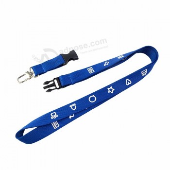 cordón personalizado al por mayor para llaves llavero azul logotipo personalizado cordón tubular con clip de llave de aluminio