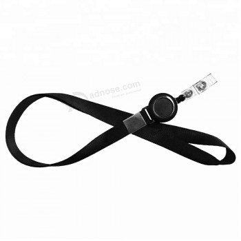 Wholesale black retractable reels key chains lanyards neck straps band for id badge holder for business school event