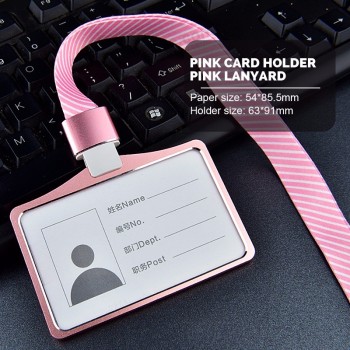 1pc aluminum alloy ID badge holder work card Bus card case holder school office supplies with lanyard