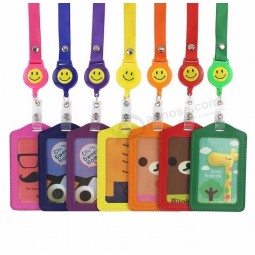 Cartoon Animals Giraffe Bear Cat Retractable Badge Reel Student Card Badge Holder for Bus Credit Card Cover With Lanyard