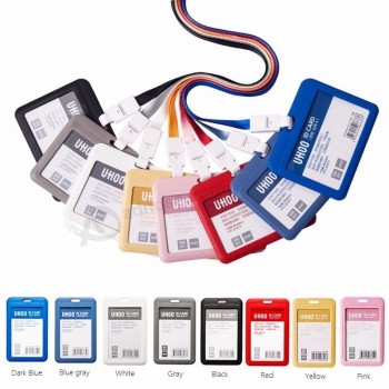 多色PPプラスチック作業カードホルダー展示作業許可カードストラップスクール事務用品付き従業員バッジホルダー