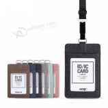 6809 PUレザーIDバッジホルダー（IDウィンドウ1つ、カードスロット3つ、頑丈な引き込み式ストラップ）