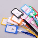 ID name credit card holders women Men PU bank card neck strap card Bus ID holders candy colors identity badge with lanyard