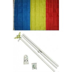 Chad flag white pole Kit Set color y UV fade mejor jardín exterior decoración resistente lienzo encabezado y material de poliéster bandera