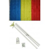 3x5乍得国旗白杆套件设置3x5最佳花园户外装饰聚酯材料标志优质鲜艳的颜色和抗紫外线褪色