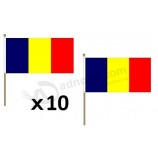 Bandeira do Chade 12 '' x 18 '' vara de madeira - bandeiras do Chade 30 x 45 cm - banner 12x18 pol