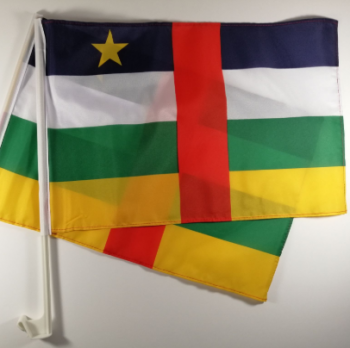 차 창을위한 뜨개질을 한 폴리 에스테 소형 중앙 아프리카 공화국 깃발