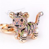 exquisitos diamantes de imitación 3D animal tigre llavero llaveros de metal monedero del coche encanto colgante llavero titular regalo baratijas porte clef