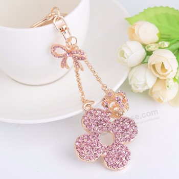 Lucky Rhinestone Clover Keychain Crown Bowknot Metal Key Ring Women Car Bag Charm Pendant Key Holder Chains Accessories Llaveros