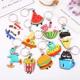Wholesale 20pcs/lot PVC Silicone Cartoon Animal Keychain Anime Food Ice Cream Key Chains Child Gift Trinkets Key Ring Llaveros