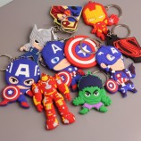 Groothandel Mix PVC 10 stks / partij cartoon super hero captain amerika sleutelhanger anime iron Man sleutelhanger sleutelhanger kind Speelgoed gift trinket