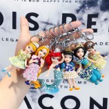 Cartoon Anime Fairy Tale Rhinestone Mermaid Princess Keychain Girl Child Toy Doll Key Ring Car Bag Key Chains Trinket Llavero